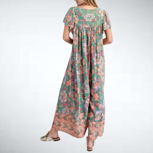 Size S Easel Los Angeles Paisely Floral Jumpsuit - Picture 2 of 8